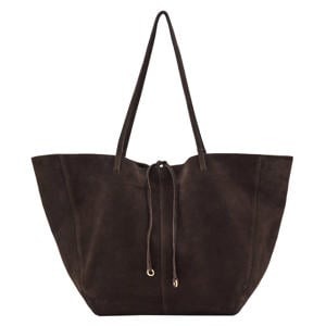 suede shopper donkerbruin