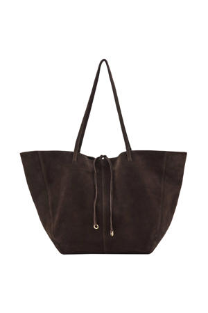 suede shopper donkerbruin