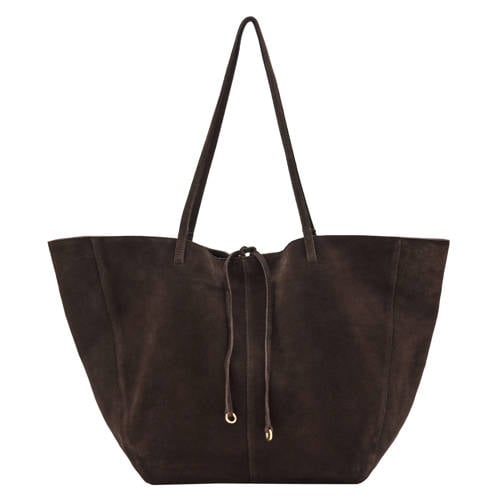 Mango suede shopper donkerbruin afbeelding
