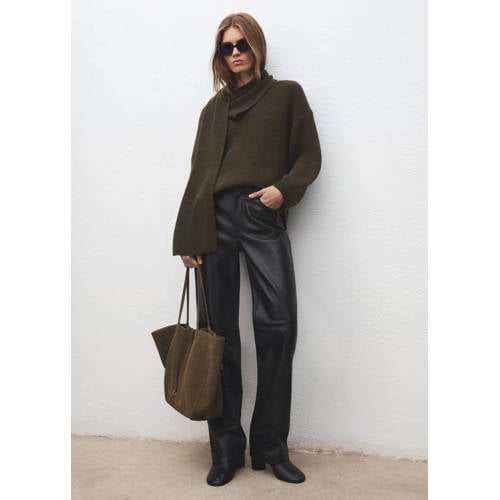 Mango suede shopper kaki afbeelding