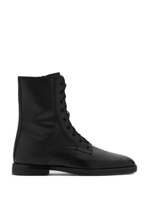 leren veterboots zwart
