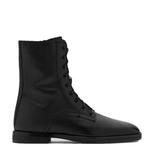 Mango leren veterboots zwart afbeelding