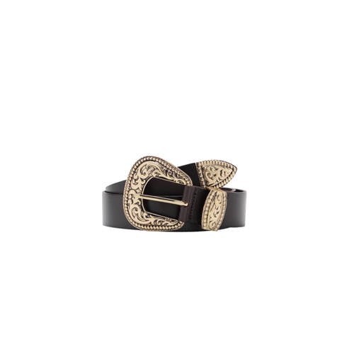 Mango leren riem donkerbruin afbeelding