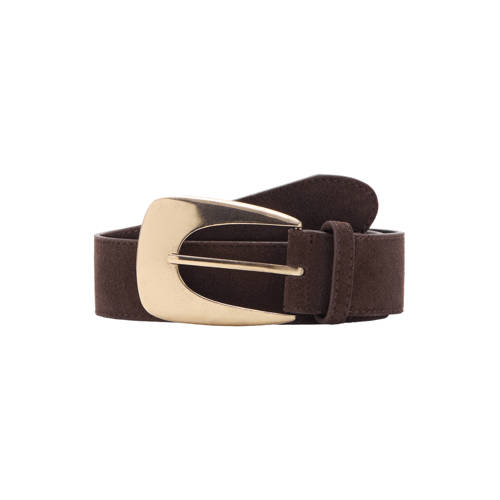 Mango leren riem donkerbruin afbeelding
