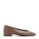 Mango leren ballerina's lichtbruin