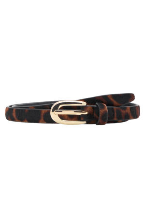 leren riem met panterprint bruin