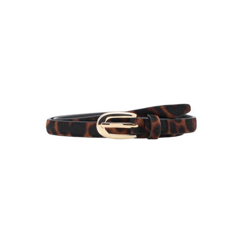 Mango leren riem met panterprint bruin afbeelding