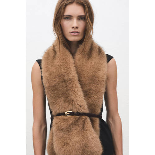 Mango suede riem donkerbruin afbeelding