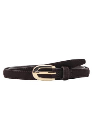 suede riem donkerbruin