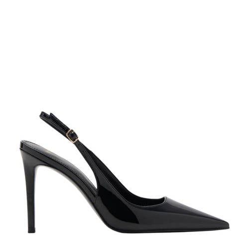 Mango lak slingback pumps zwart afbeelding