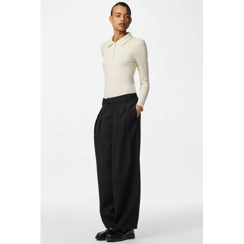 PIECES regular waist broek zwart afbeelding