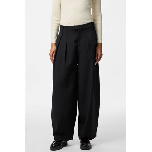 PIECES regular waist broek zwart afbeelding