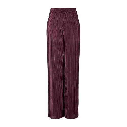 PIECES wide leg regular waist casual broek donkerrood afbeelding