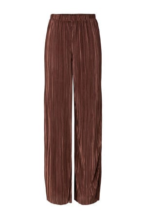 wide leg regular waist casual broek bruin