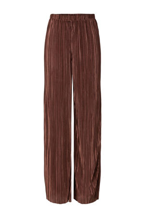 wide leg regular waist casual broek bruin