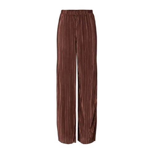 PIECES wide leg regular waist casual broek bruin afbeelding