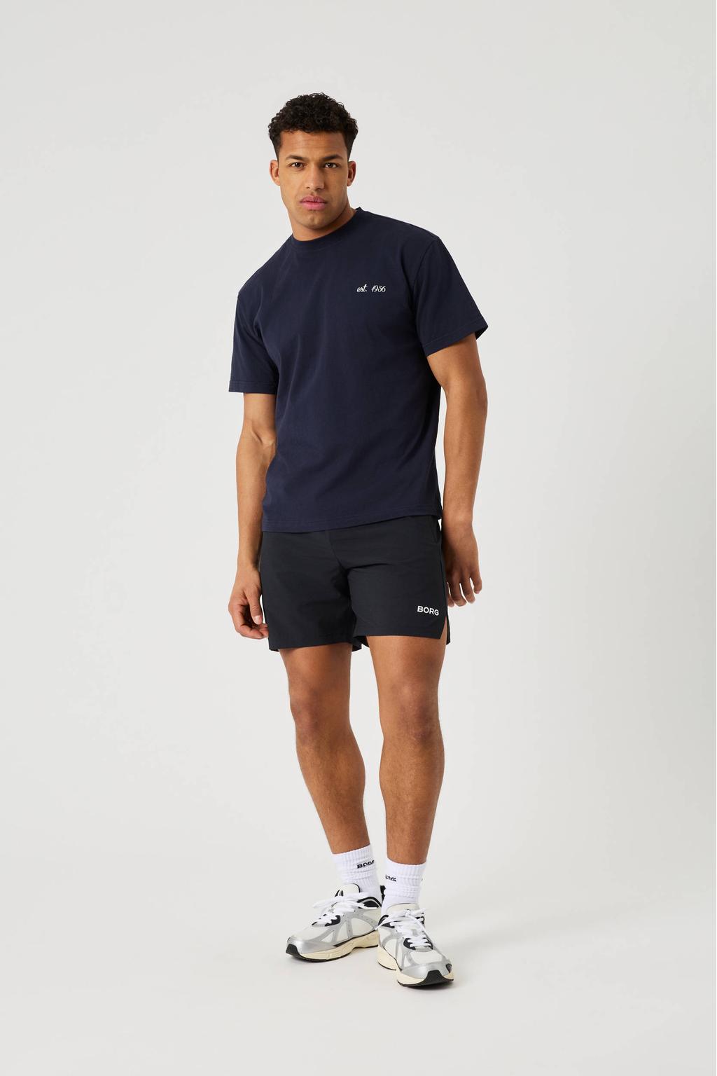 Donkerblauwe heren Björn Borg T-shirt van katoen met backprint, korte mouwen en ronde hals