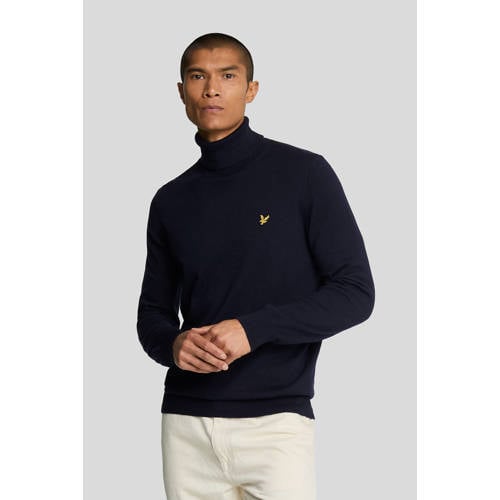 Lyle & Scott trui met wol fijn gebreid donkerblauw afbeelding