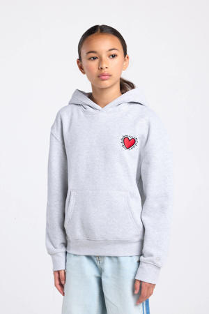 hoodie met backprint grijs melange