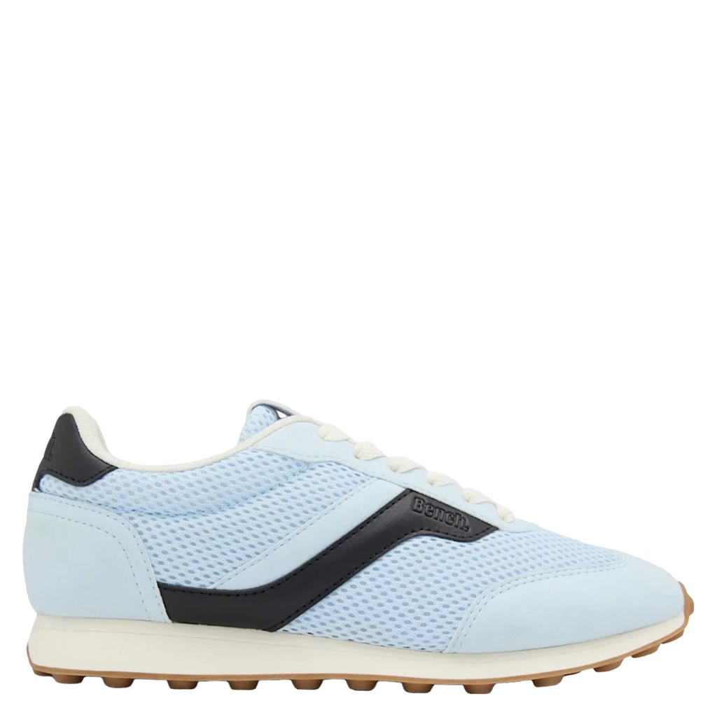 Lichtblauwe dames Bench sneakers van imitatieleer en textiel met veters