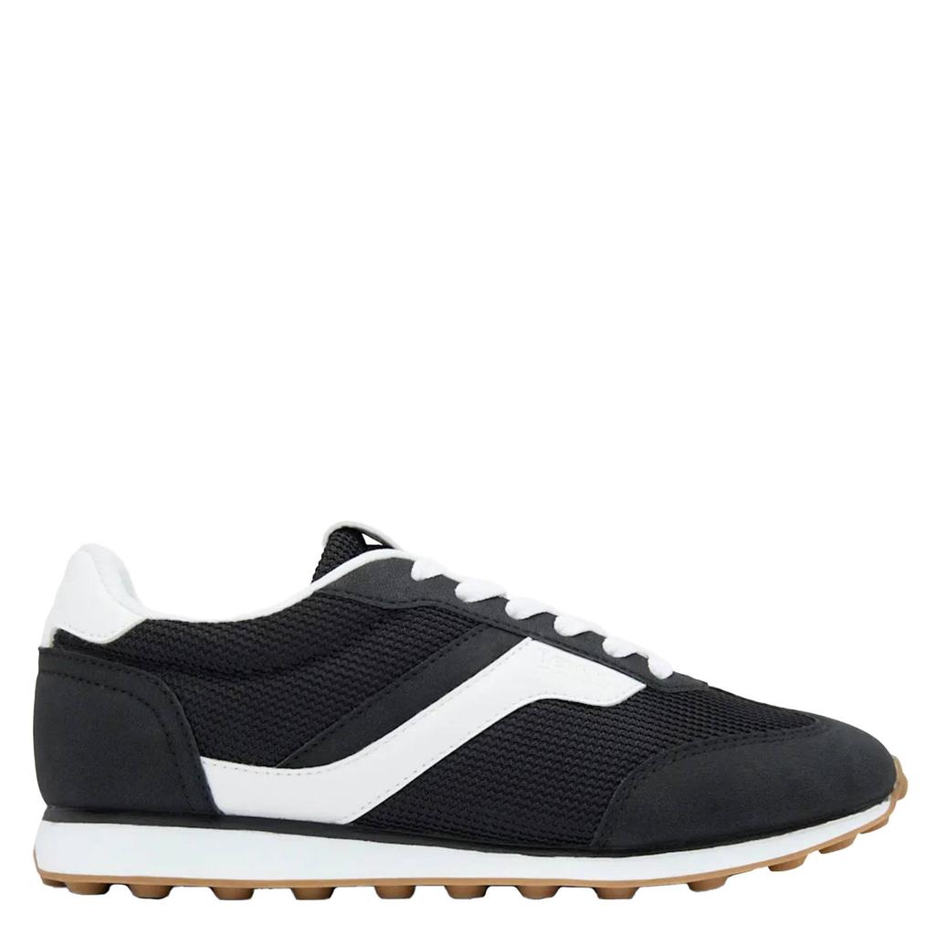 Zwart en witte dames Bench sneakers van textiel en imitatieleer met veters