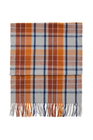 geruite sjaal oranje/blauw