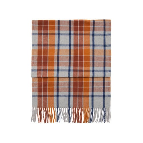 Mango geruite sjaal oranje/blauw afbeelding