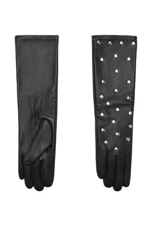 leren handschoenen met studs zwart