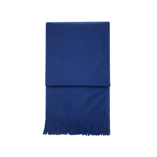 Mango sjaal met franjes blauw afbeelding