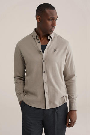 Regular casual overhemd taupe