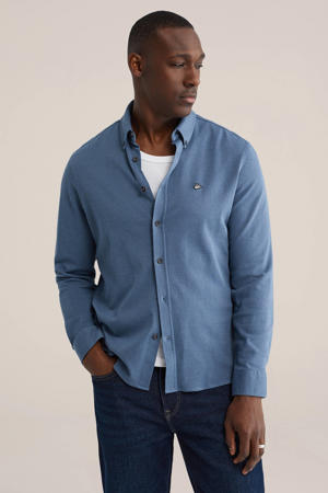 Regular casual overhemd blauw