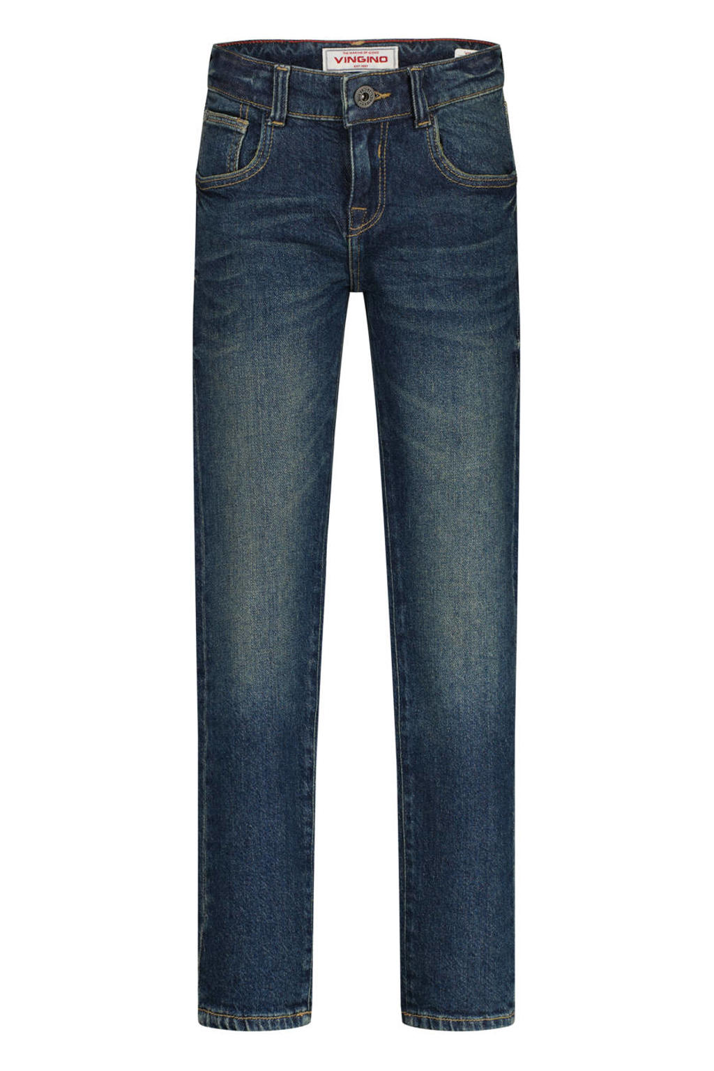 Dark blue denim jongens Vingino slim fit slim fit jeans dark blue van denim met effen