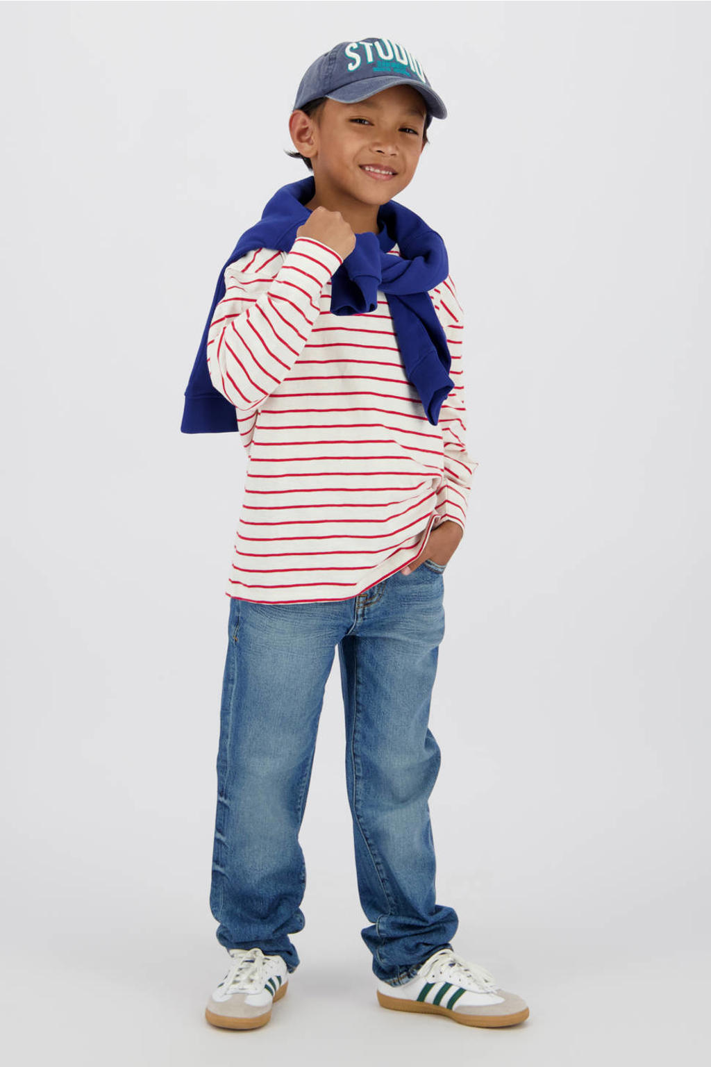 Dark blue denim jongens Vingino regular waist regular fit jeans dark blue van denim met effen