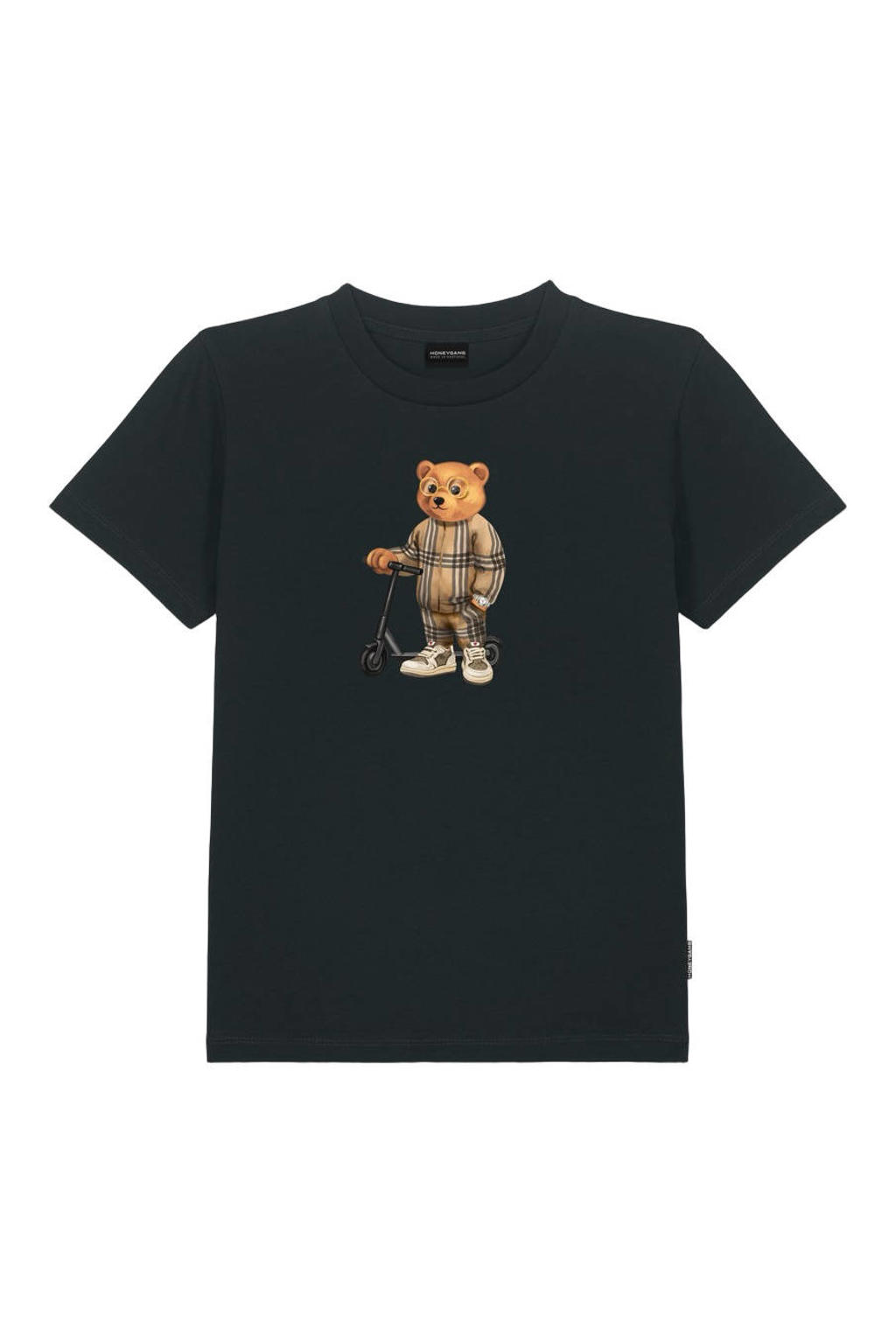 Zwarte jongens Baron Filou Honeygang T-shirt van katoen met printopdruk en korte mouwen