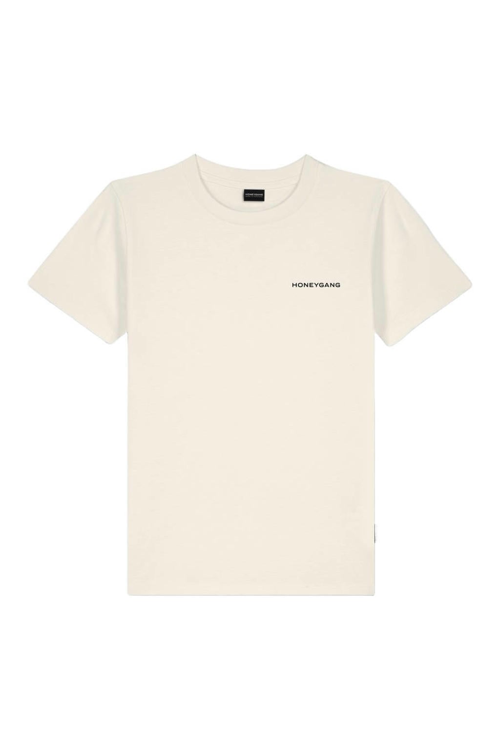 Ecru jongens en meisjes Baron Filou Honeygang T-shirt van katoen met backprint en korte mouwen