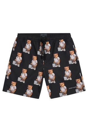 zwemshort met all over print zwart