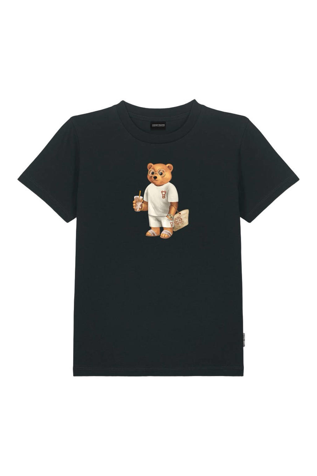 Zwarte jongens en meisjes Baron Filou Honeygang T-shirt van katoen met printopdruk en korte mouwen