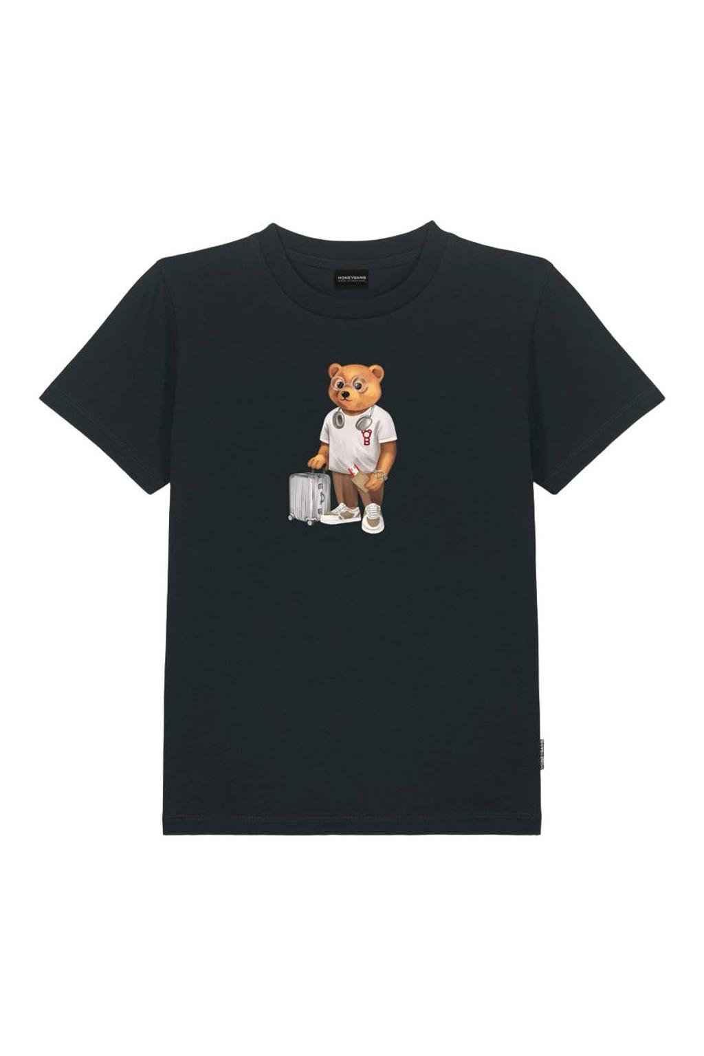 Zwarte jongens en meisjes Baron Filou Honeygang T-shirt van katoen met printopdruk en korte mouwen