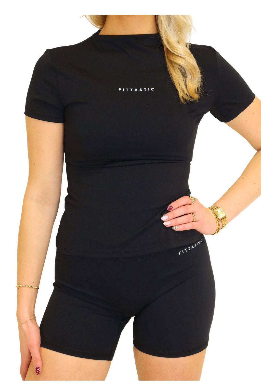 Zwarte dames Fittastic Sportswear sportshort Chic van nylon met slim fit en regular waist