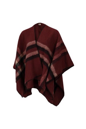 geruite poncho bordeauxrood