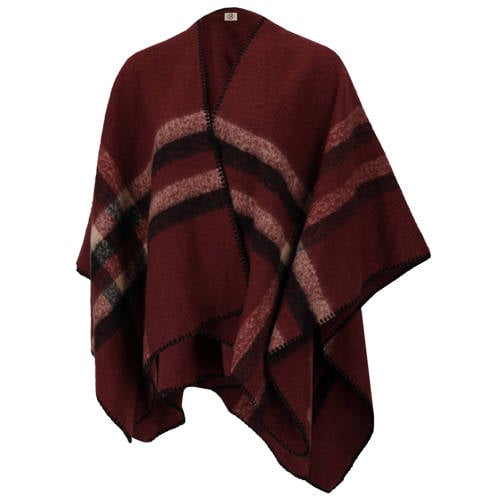 Sarlini geruite poncho bordeauxrood afbeelding