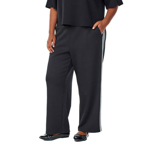 Zizzi wide leg high waist gestreepte broek zwart afbeelding