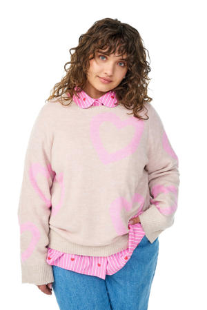 pullover met hartjes beige