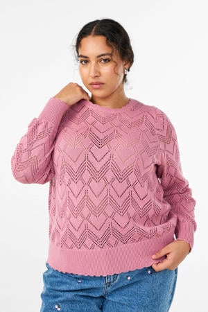 gebreide trui roze ajour