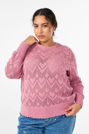 gebreide trui roze ajour