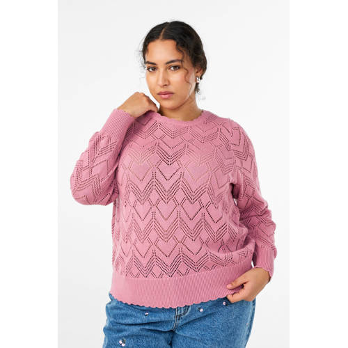 Zizzi gebreide trui roze ajour afbeelding