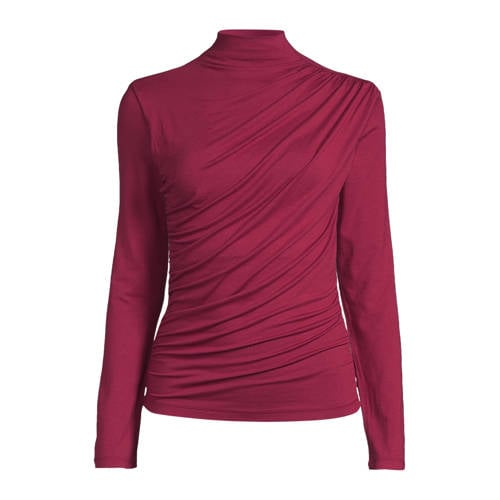Anytime top met gedrapeerd detail wijnrood afbeelding
