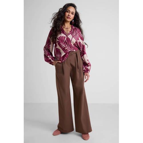 Ruby wide leg broek met striksluiting bruin afbeelding