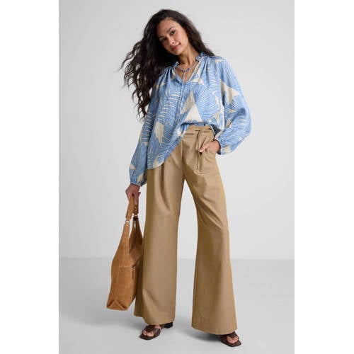Ruby wide leg broek met striksluting beige afbeelding