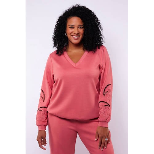 Exxcellent sweater roze broderie afbeelding
